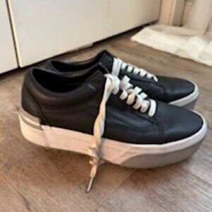 Vans Old Skool Black stacked black leather sneakers